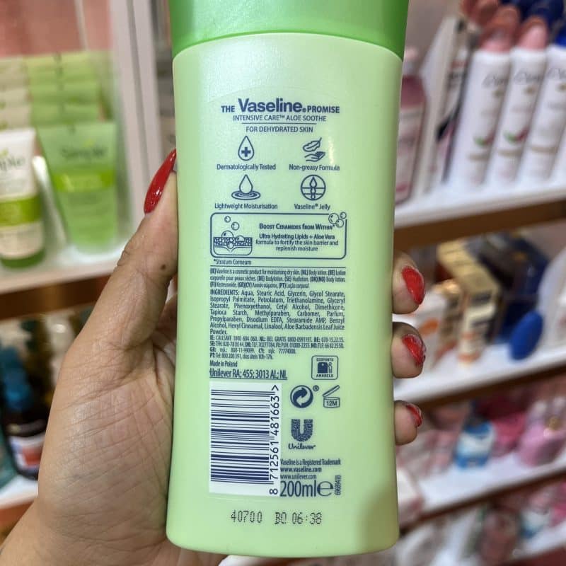 لوسیون بدن آلوئه ورا وازلین200میل Vaseline Intensive Care Aloe Soothe - تصویر 2