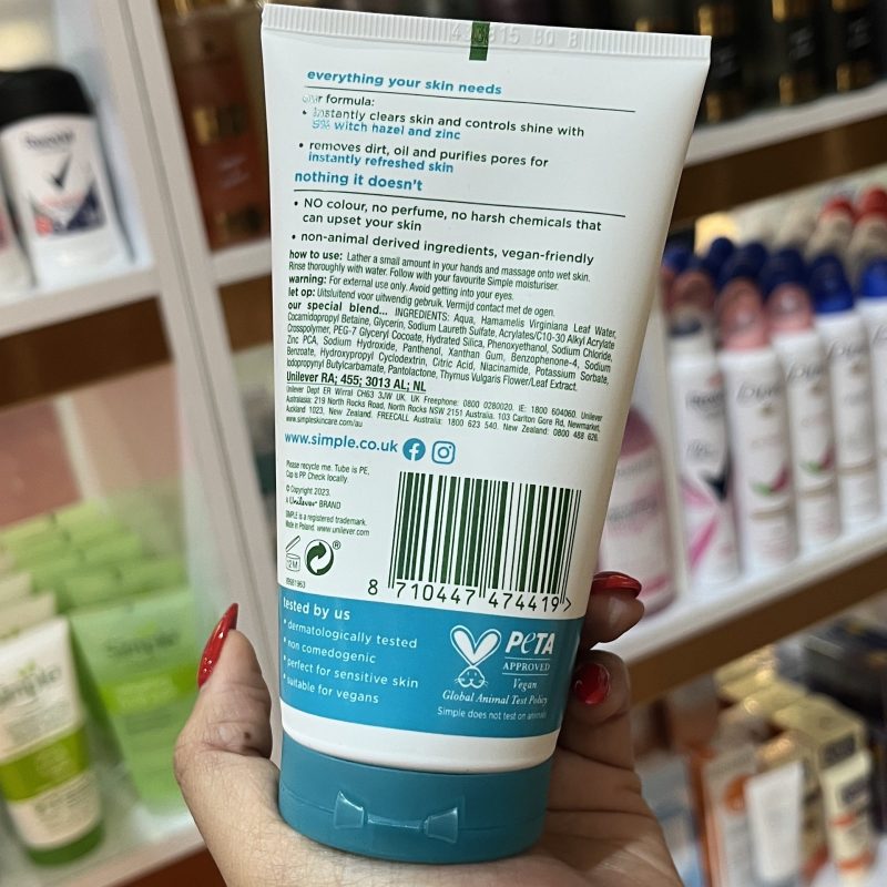 ژل شستشو حاوی زینک سیمپل مخصوص پوست چرب و جوشدار150میل - تصویر 2