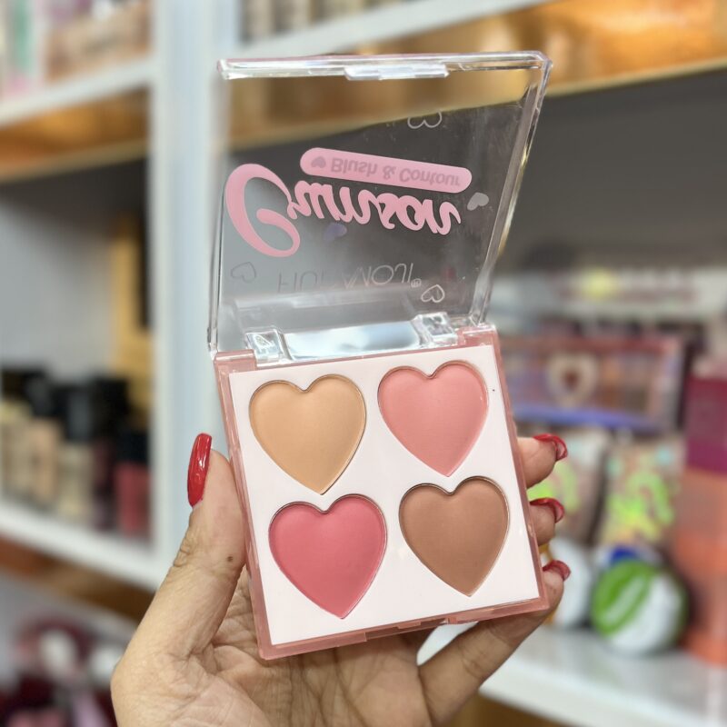 رژگونه 4 تایی قلبی هدی موجی Hudamoji Blush & Contour - تصویر 3