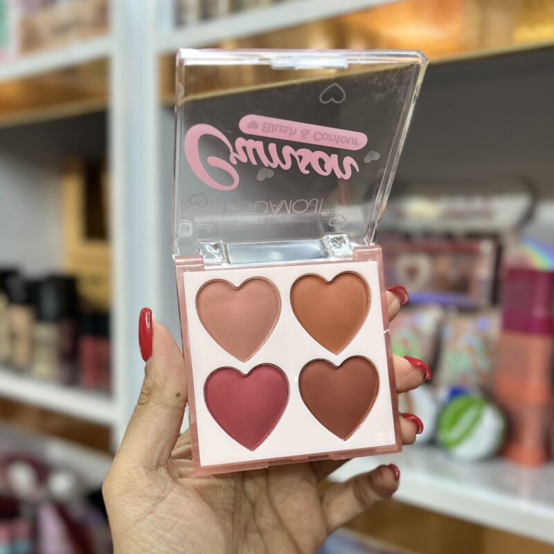 رژگونه 4 تایی قلبی هدی موجی Hudamoji Blush & Contour - تصویر 4